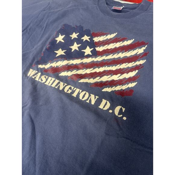 VTG Fruit of the Loom Blue XL American Flag Washington D.C. Single Stitch Tee - Picture 4 of 5